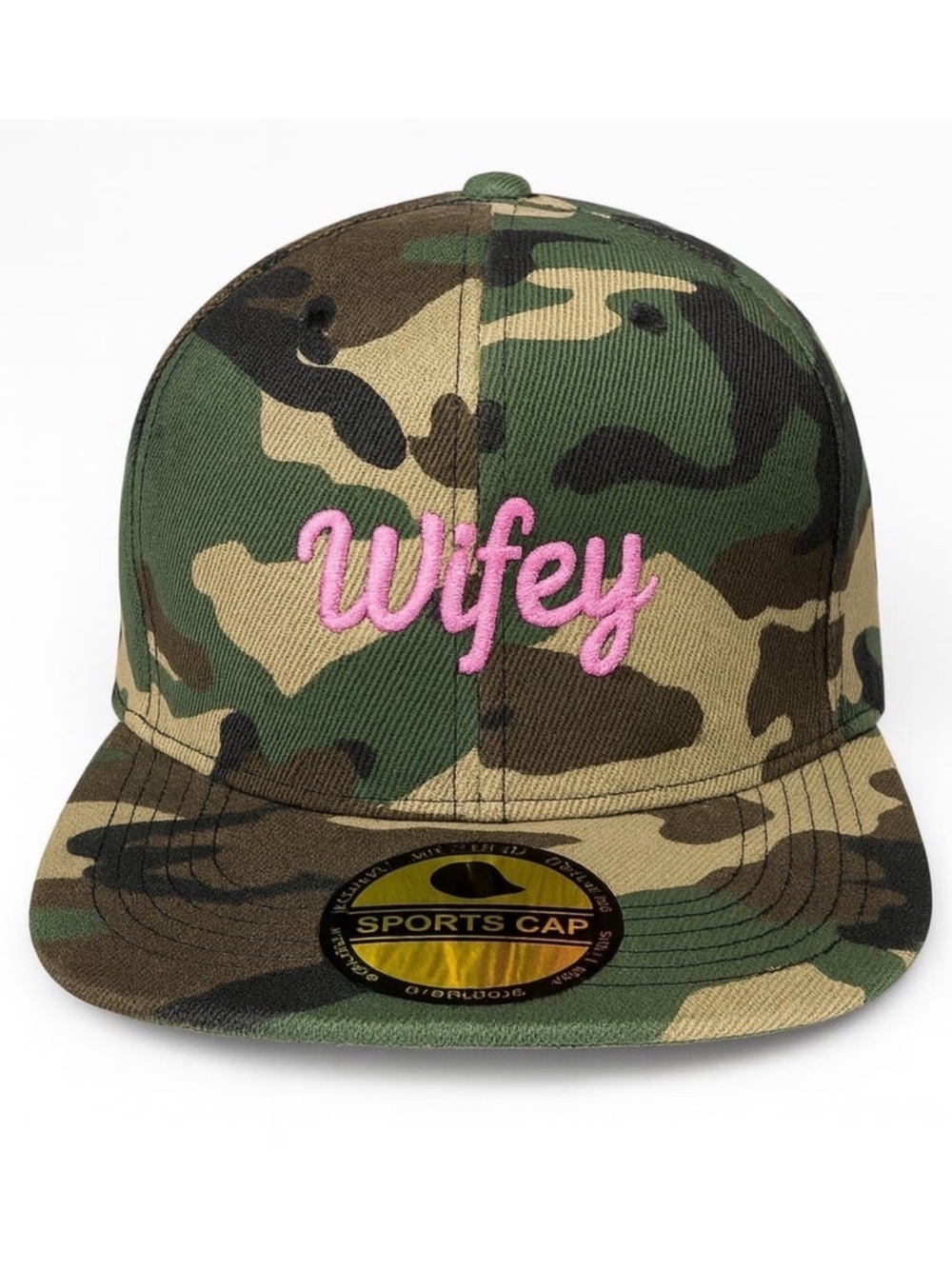 💕 Wifey Camo Snapback Pink Embroidered Streetwear Baseball Cap Cute Trendy Army